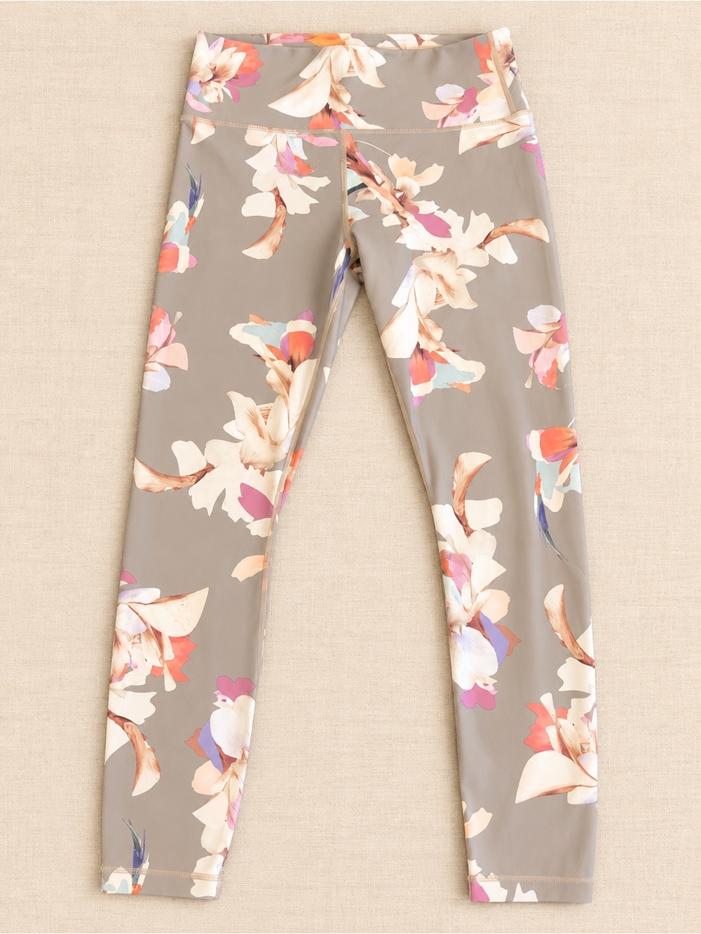 Athleta Floral Leggings in Gray & Multicolor Size 6 Like New